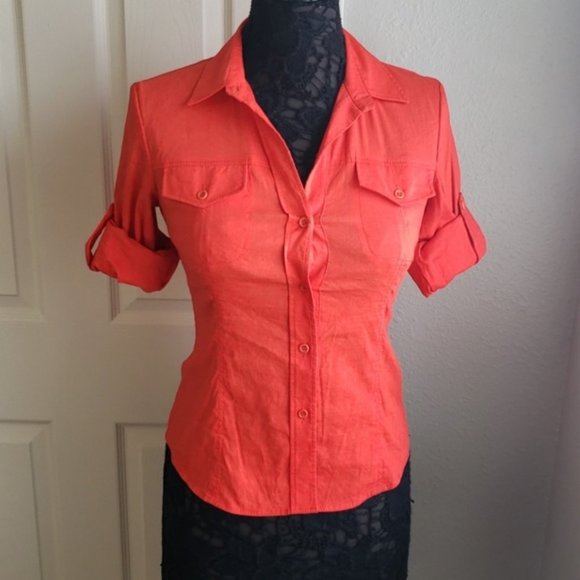 Theory Dervan Button Down Top Size P Linen Blend - Picture 2 of 8